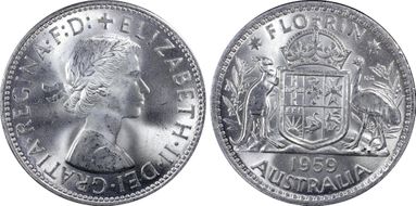 1959(m) Florin KM-60  Ag MS64