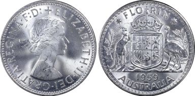 1959(m) Florin KM-60  Ag MS63