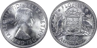 1959(m) Florin KM-60  Ag MS63