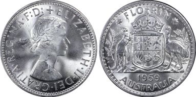 1959(m) Florin KM-60  Ag MS63