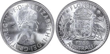 1959(m) Florin KM-60  Ag MS63