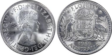 1959(m) Florin KM-60  Ag MS64