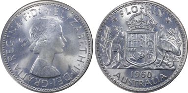 1960(m) Florin KM-60  Ag MS64