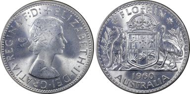 1960(m) Florin KM-60  Ag MS64+
