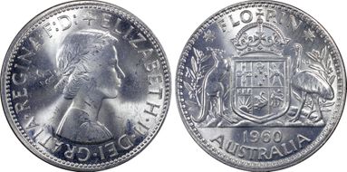 1960(m) Florin KM-60  Ag MS64