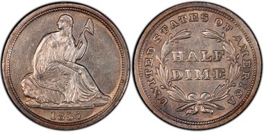 1837 H10C Seated, Small Date AU55