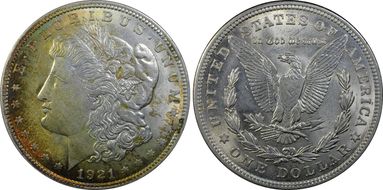 1921 $1 Morgan AU58