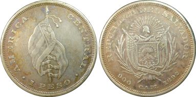 1892-CAM Peso KM-114 Ag AU50