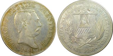 1861 P Peso KM-Pn3 Ag SP65