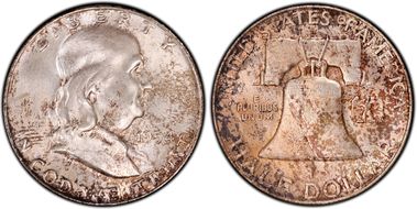 1954-D 50C Obv Die Clash FS-402 MS64