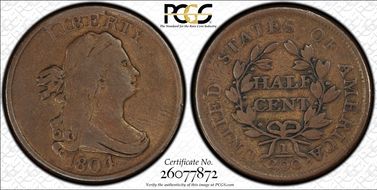 1804 1/2C Spiked Chin F15BN