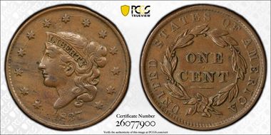 1837 1C Plain Cords, Small Letters XF40BN