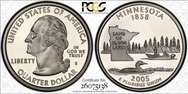 2005-S 25C Minnesota Silver PR70DCAM