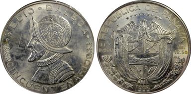 1953 1/2 B 50th Ann. Rep. of Panama KM-20  Ag MS64