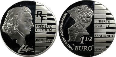 2005 € 1 1/2 Chopin PR69DCAM