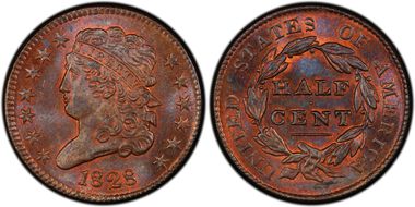 1828 1/2C 13 Stars MS65BN