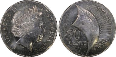 2000 50C Millennium Incuse Flag MS64