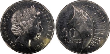 2000 50C Millennium Relief Flag MS68