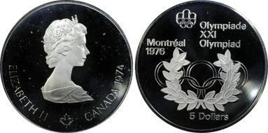 1974 $5 Olympic Rings PR66DCAM