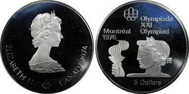 1974 $5 Olympic Torch PR67DCAM