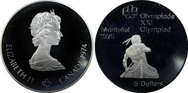 1974 $5 Canoeing PR68DCAM