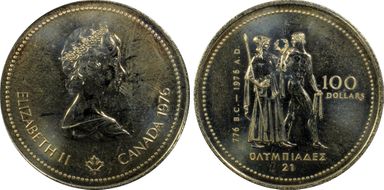 1976 $100 Montreal Olympics - 14K MS64