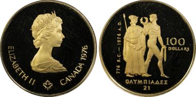 1976 $100 Montreal Olympics - 22K PR64+ DCAM