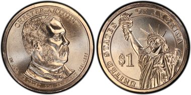 2012-P $1 Chester Arthur Position A MS67