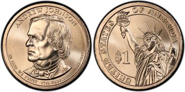 2011-P $1 Weak Edge Lettering Johnson, Position B MS66