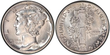 1941-S 10C Large S, FS-511 AU58