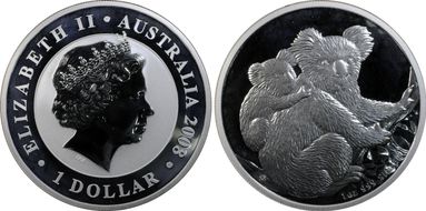 2008-P $1 Koala Ag Koala and Cub SP69