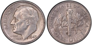 1947-S/S 10C RPM FS-503 AU58