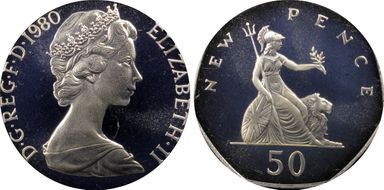 1980 50p S-H1 New Pence PR68DCAM