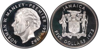 1973-FM $5 Norman W. Manley PR66DCAM