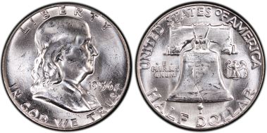 1956 50C Obv Die Clash FS 402 MS64