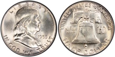 1953-D 50C Obv Die Clash FS-402 MS64FBL