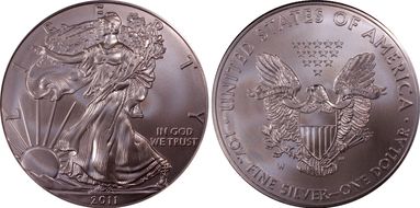 2011-W $1 Burnished Silver Eagle SP68