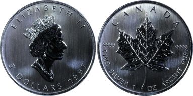 1997 $5 Maple Leaf Ag MS68