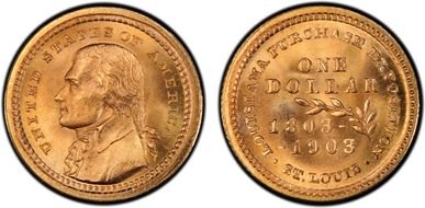 1903 G$1 LA Purchase, Jefferson MS67