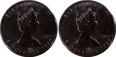 1989 $5 Maple Leaf 1oz Ag MS65