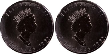 1991 $5 Maple Leaf/Ag MS66