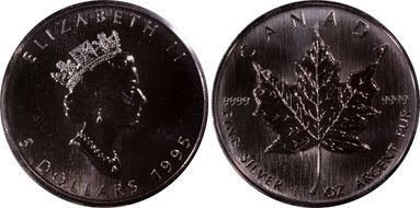 1995 $5 Maple Leaf/Ag MS64