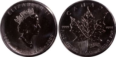 2000 $5 ML Fireworks 2000 Privy Ag MS66