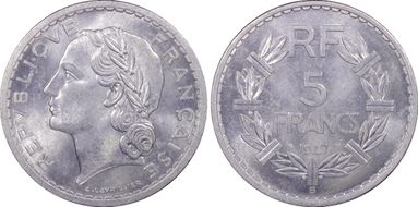 1947-B 5 Fr Gad-766a 9 ouvert MS63+