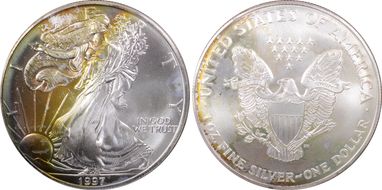 1997 $1 Silver Eagle MS67