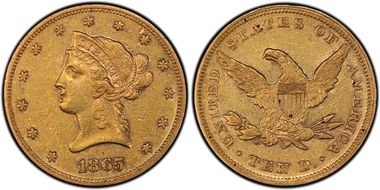 1865 $10 XF45