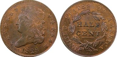1828 1/2C 13 Stars MS63RB