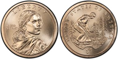 2009-P $1 Native American, Pos. B Satin Finish SP69