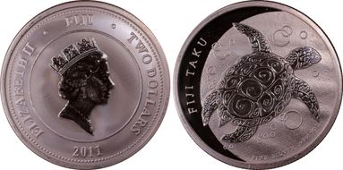 2011 $2 Hawksbill Turtle MS65