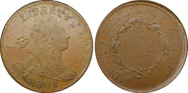 "1804" 1C Private Restrike MS64BN